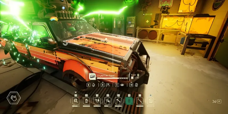Hình ảnh garage trong game Pacific Drive